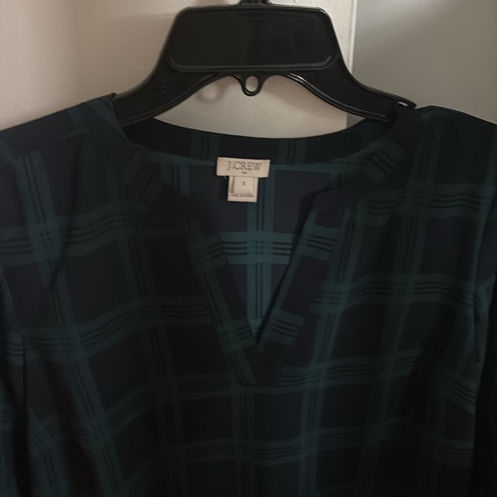 J. Crew Plaid Shirt Blouse Bell Sleeves Small - Picture 5 of 6